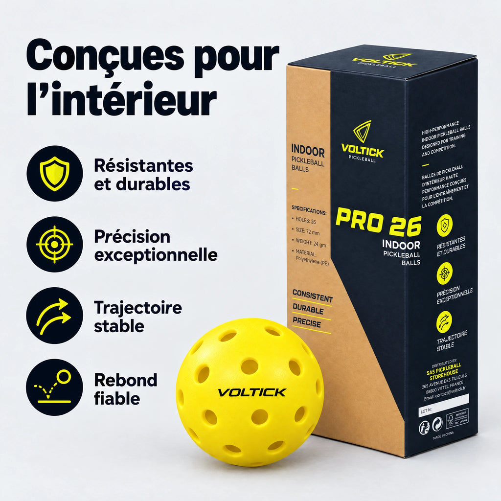 Balles de pickleball indoor Voltick Pro 26, boîte de 3 — vue 7