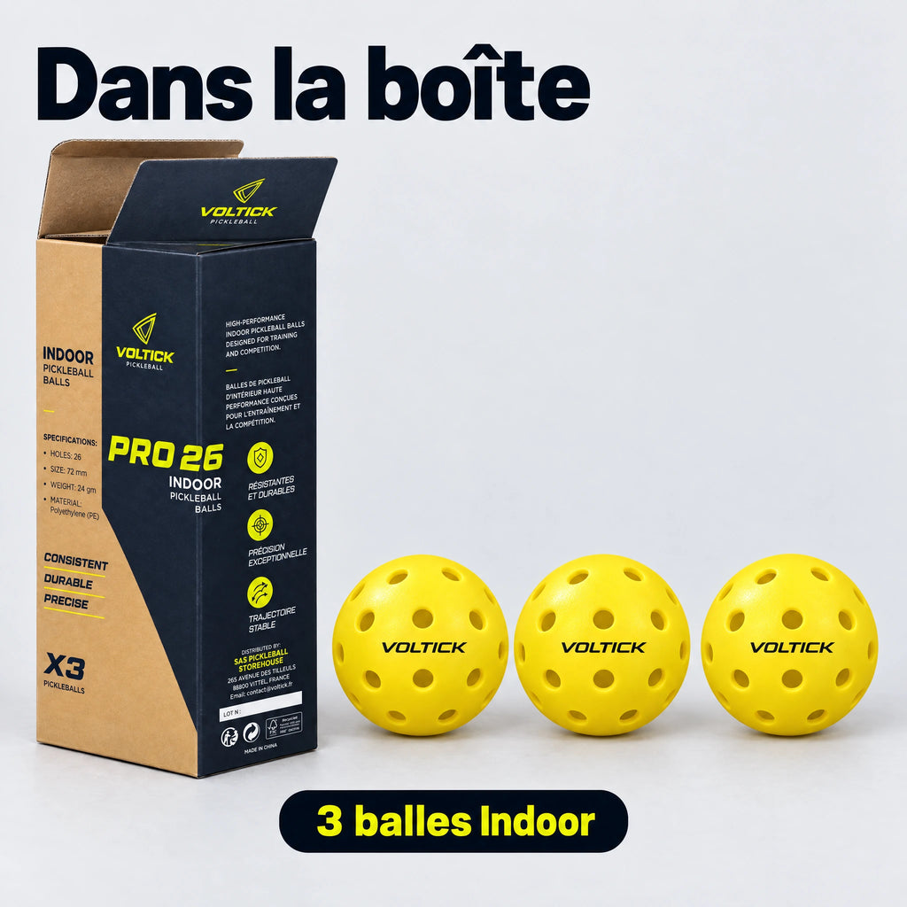 Balles de pickleball indoor Voltick Pro 26, boîte de 3 — vue 9