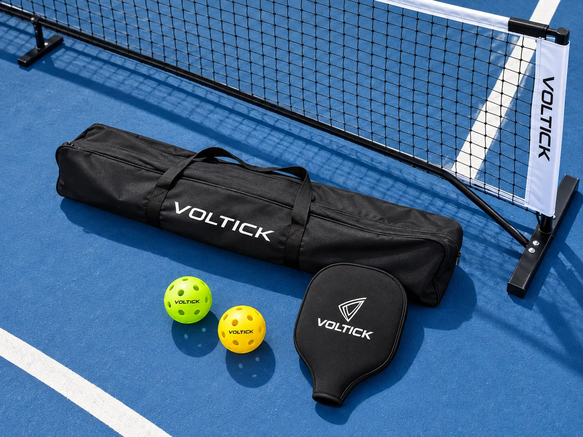 Accessoires de pickleball Voltick : filet portable, sac de transport, housse et balles