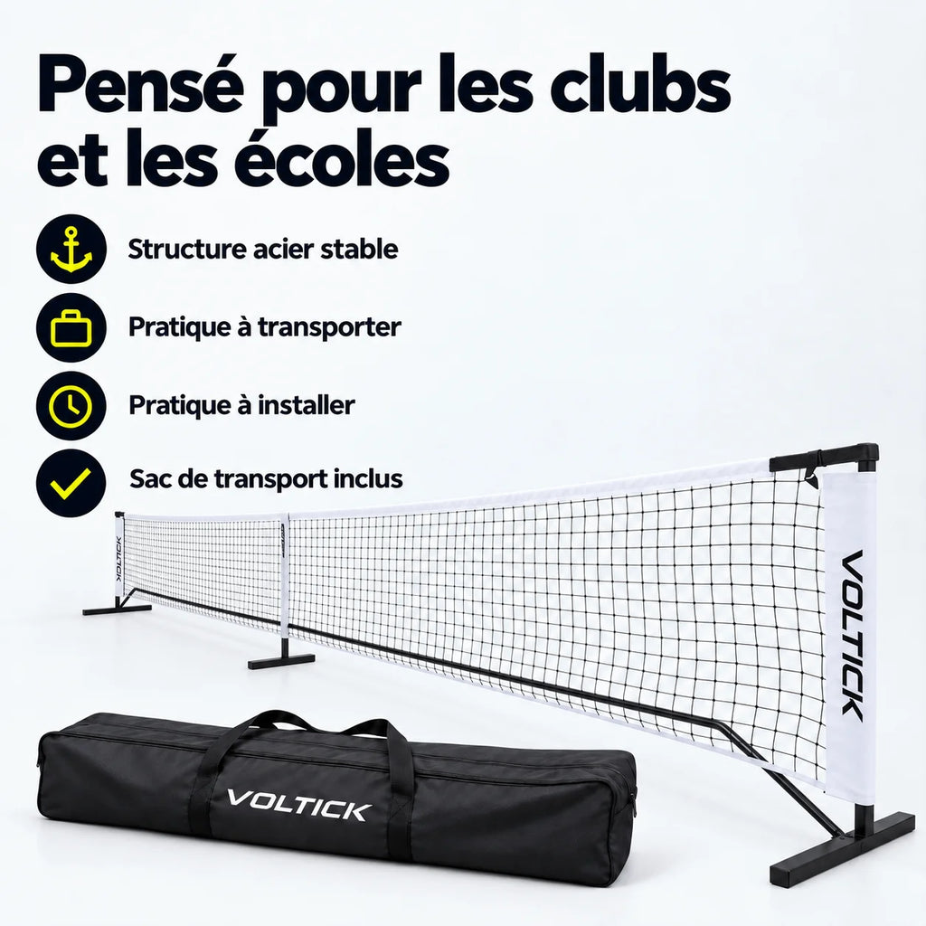 Filet de pickleball portable Voltick pensé pour les clubs et les écoles