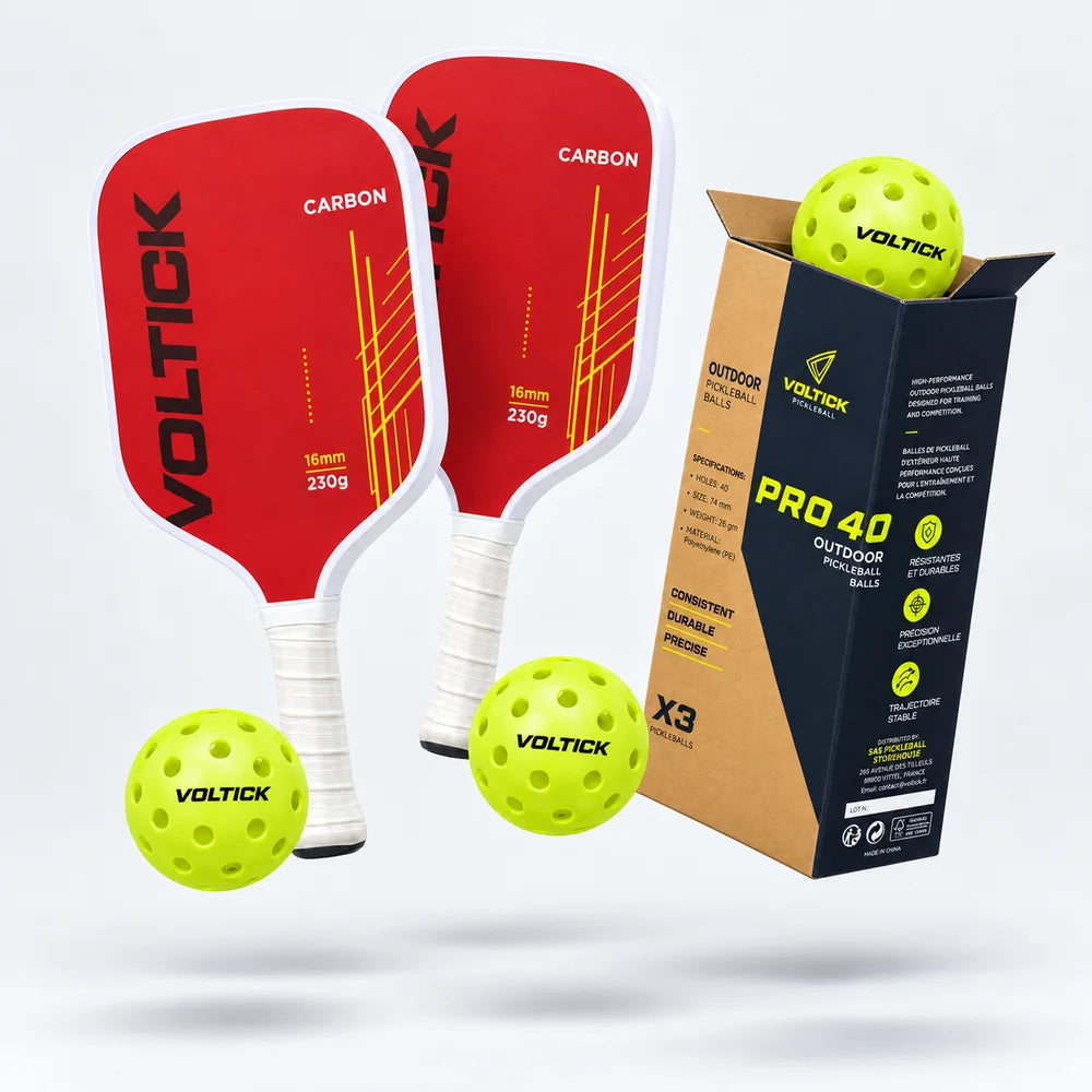 Set Joueur de club Voltick : 2 raquettes Hybrid et 3 balles outdoor