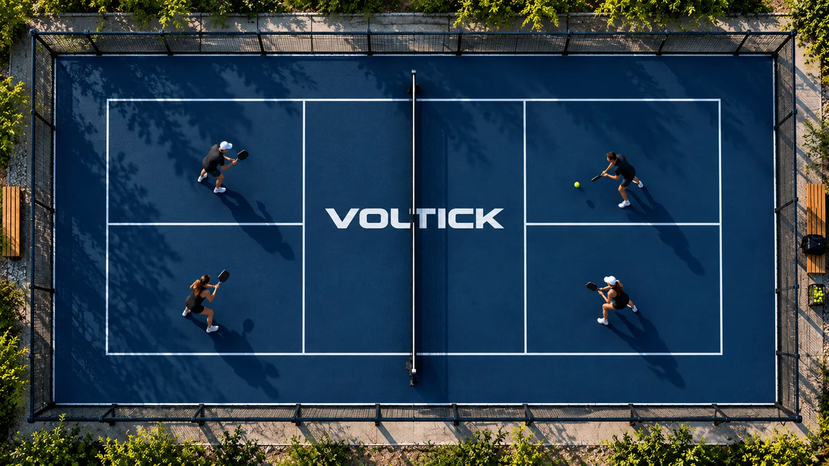 Vue aérienne d'un terrain de pickleball Voltick